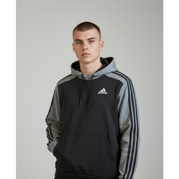 Adidas Men's Two-Tone Black and Gray Hoodie - Picture 1 of 6